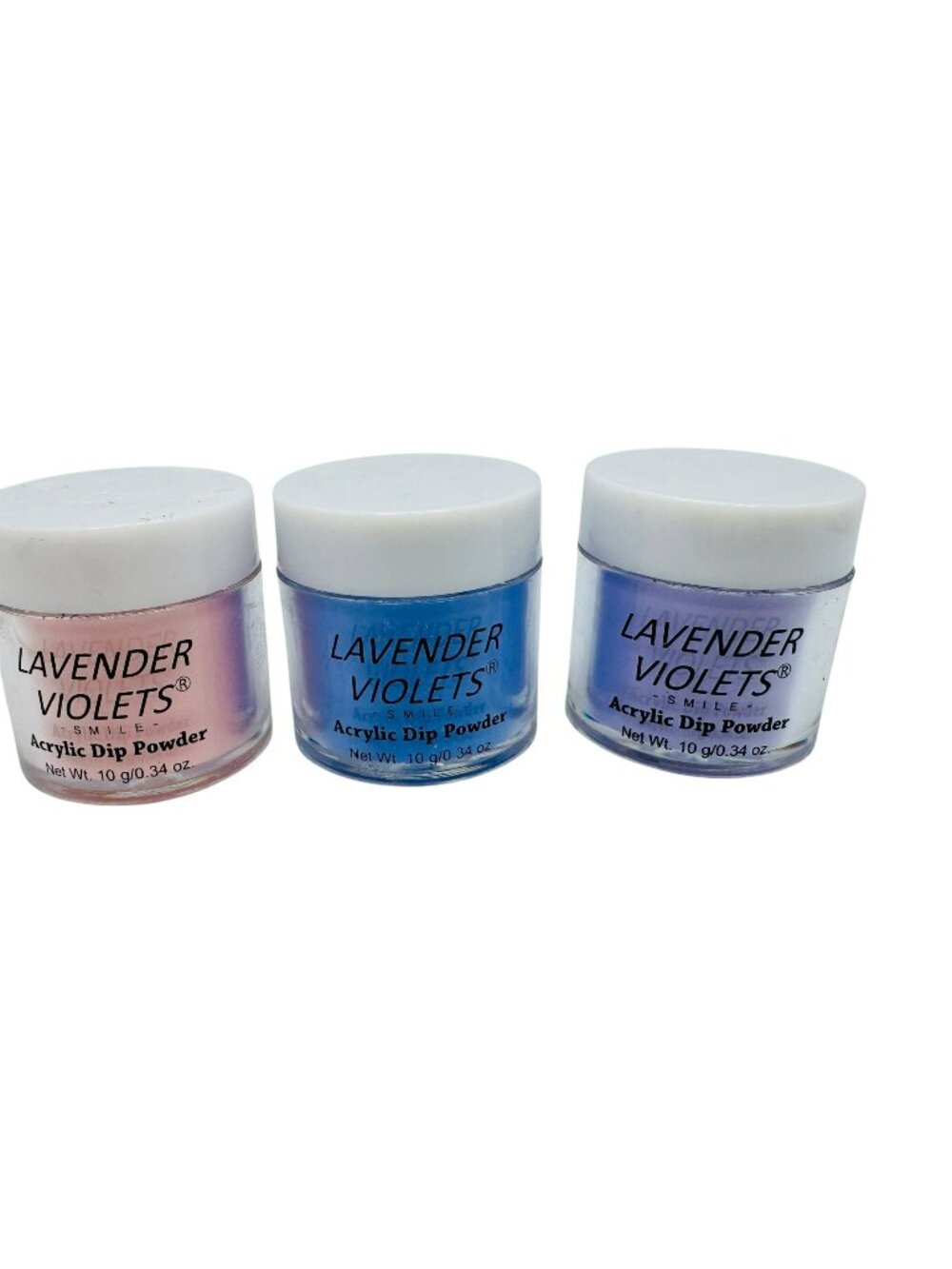 Lavender Violets Acrylic Dip Powder Set 3 Colors Pinkish White Shimmer Periwinkl